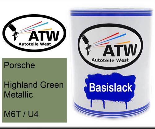 Porsche, Highland Green Metallic, M6T / U4: 1L Lackdose, von ATW Autoteile West.